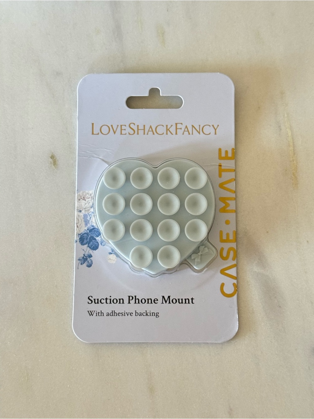 LoveShackFancy Blue Heart Suction Phone Mount Adhesive Backing Brand New